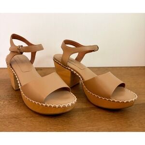 Rachel Comey Cleo Sandals Size 10 Blush Leather Wood Platform Block Heel